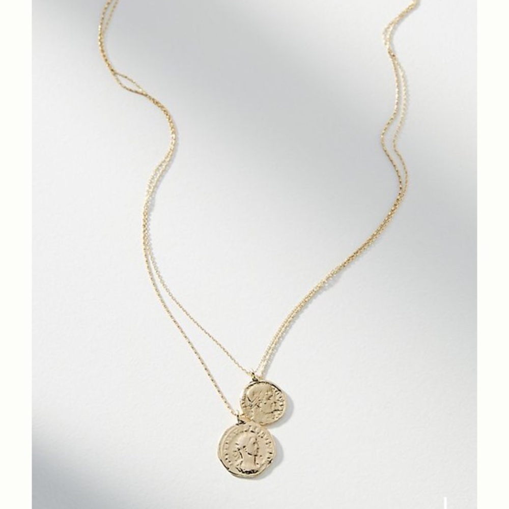Anthroplogie lucky penny 14k gold plated necklace